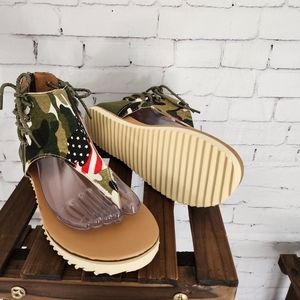 American Flag/Camo Gladiator Sandals